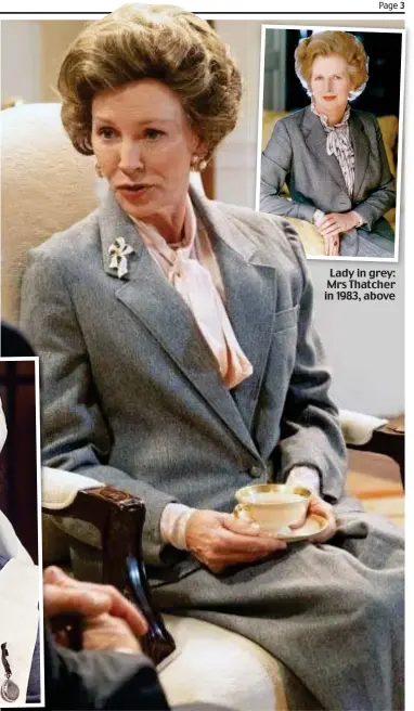  ??  ?? Lady in grey: Mrs Thatcher in 198 , above