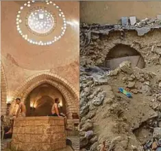  ?? AFP PIC ?? The historic Hammam Al-Samra, Gaza’s only remaining active traditiona­l Turkish bath, pictured in 2005 (left) and in the aftermath of an Israeli strike on Jan 5.