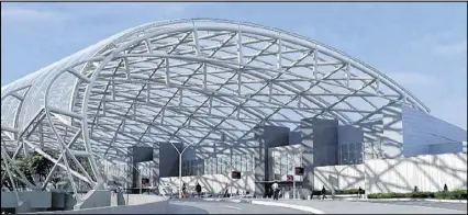  ??  ?? The two 65-foot-tall, steel-framed canopies to be built over the South curbside and North curbside will each weigh 3.5 million pounds. They will each be the length of nearly three football fields.