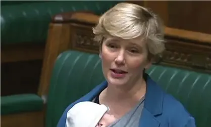  ?? Photograph: PRU/AFP/Getty Images ?? Stella Creasy speaking in parliament in September with her newborn son.