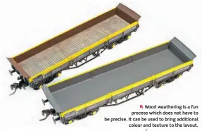  ??  ?? Ñ Wood weathering is a fun process which does not have to be precise. It can be used to bring additional colour and texture to the layout.