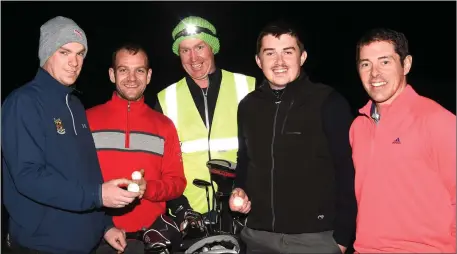  ?? Photo by Michelle Cooper Galvin ?? John Lynch, Ivan Tangney, Dan Doona, Enda and John O’Halloran at the Night Time Golf hosted by the Killarney Rotary in aid of Kerry Cork Health Link Bus and Cancer Support Group on Mahony’s Point, Killarney Golf Club on Friday.