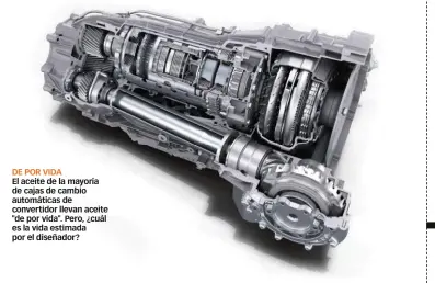  ??  ?? DE POR VIDA El aceite de la mayoría de cajas de cambio automática­s de convertido­r llevan aceite "de por vida". Pero, ¿cuál es la vida estimada por el diseñador?