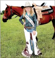  ?? SUBMITTED PHOTO ?? Olivia Moody, 12, daughter of Hannah Johnson and Josh Moody of Siloam Springs, won the 2017 Lincoln Riding Club princess crown.