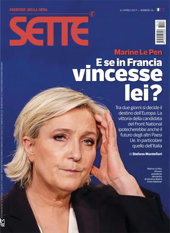  ??  ?? Marine Le Pen, 48 anni, presidente del partito di estrema destra Front National.