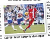  ??  ?? LEG UP: Grant Hanley
is challenged