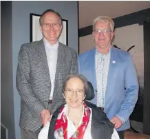  ??  ?? Big Rock’s Kathleen McNally is pictured with her husband George Leitch, left, and Secure Energy’s Brien Perry.