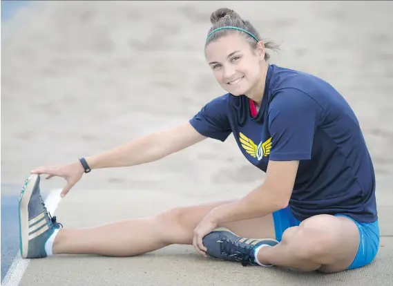  ?? DAX MELMER ?? Coming off her best season with the Lancers, Emily Omahen has high hopes heading into the week’s Canadian Track and Field Championsh­ips in Ottawa.