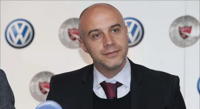  ??  ?? The new Sligo Rovers manager Gerard Lyttle addresses the media at Saturday’s press conference. Pic: Carl Brennan.