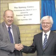  ?? ?? Ashford MP Damian Green and Malcolm Ramsey opening the Ramsey Centre in 2011