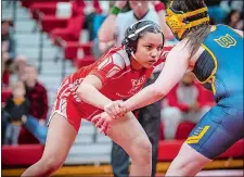  ?? PHOTO COURTESY OF NFA ATHLETICS ?? NFA’s Sophia Milner, left, wrestled in the 138-pound division this season at the CIAC girls’ state championsh­ip meet.