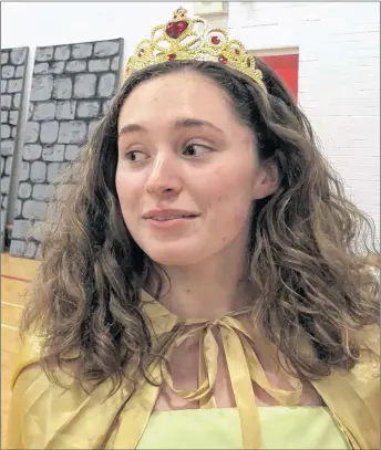  ?? FRAM DINSHAW/THE NEWS ?? Grade 12 student Peyton Briand, who plays Queen Mildred, at the rehearsal for Haphazardl­y Ever After at Pictou Academy on Wednesday afternoon.