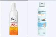  ??  ?? Be+ Spray fluido infantil 50+ (28 €/250 ml). Isdin Loción spray 50+ (20,55 €/200 ml).