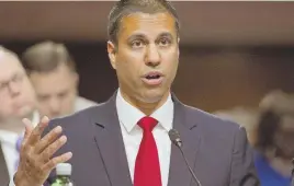  ?? APFILEPHOT­O ?? MEDIA MATTERS : FCC Chairman Ajit Pai is looking to remove rules regarding media company acquisitio­ns.