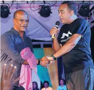  ?? CONTRIBUTE­D ?? Dr Chris Tufton (right) shares the stage with MP for Central Manchester, Peter Bunting, at a Jamaica Moves roadshow in Manchester. Bunting has received flak for his critique of Nigel Clarke as reflecting “black royalty” and having the affectatio­n of...