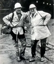  ??  ?? Maurice Costello, left, and Standard reporter Pearce Hayward visit a hydropower scheme in Turangi.