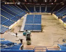  ?? Ned Gerard/Connecticu­t Post ?? The XL Center in Hartford stands empty and dark as workers clean up following a concert in June 2023.