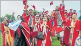  ?? PTI FILE ?? ▪ Students in jubilant mood after the first convocatio­n of the Central University of Kashmir in Srinagar on July 4 this year.