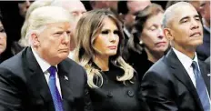  ?? DPA-BILD: RANDON ?? Donald und Melania Trump und Barack Obama.