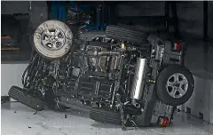  ??  ?? The Wrangler is the first vehicle to actually roll over during an IIHS crash test.