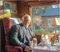  ?? D BRENCHLEY ?? Mission accomplish­ed: KESR locomotive delivery manager David Brenchley enjoys the comfort of the railway’s Wealden Pullman train after overseeing a successful pilot programme in which a Class 108 DMU used a new biodiesel on public services.