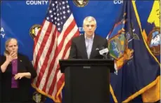  ?? LIVESTREAM SCREENSHOT ?? Oneida County Executive Anthony J. Picente. Jr. speaking at a press briefing on May 4 regarding COVID-19