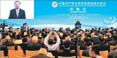  ?? FENG YONGBIN / CHINA DAILY ?? State Councilor Yang Jiechi, a member of the CPC Central Committee Political Bureau, addresses delegates to an internatio­nal seminar in Beijing at its closing session on Sunday.