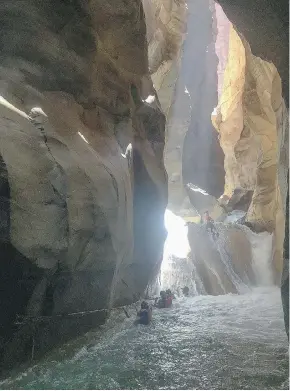  ??  ?? The slot canyon of Wadi Mujib is one of Jordan’s nine protected nature reserves.