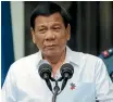  ??  ?? Philippine President Rodrigo Duterte has drawn widespread criticism for his support for vigilante killings