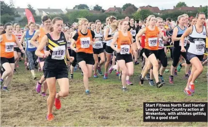  ??  ?? Start Fitness North East Harrier League Cross-Country action at Wrekenton, with athletes getting off to a good start