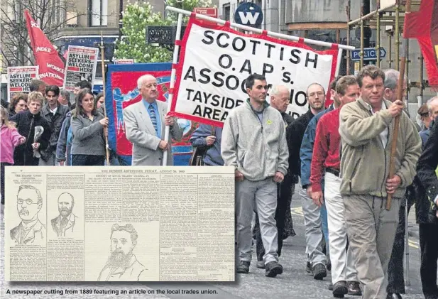  ??  ?? A newspaper cutting from 1889 featuring an article on the local trades union.