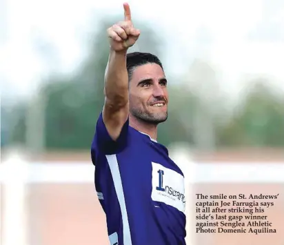  ??  ?? Silvio Vella There was drama at the death in this shambolic affair at the Centenary Stadium yesterday, with St Andrews beating nine-man Senglea Athletic thanks to a Joseph Farrugia free kick in added time.
Senglea’s three-match unbeaten run was thus...