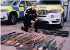  ??  ?? Cheshire Police took in 29 firearms in Macclesfie­ld over the two week gun amnesty