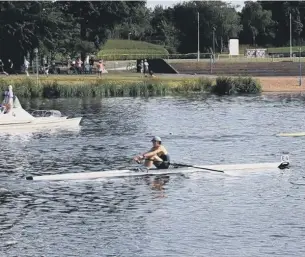  ??  ?? Bert Papworth in action in the J15 Single Sculls at the British National Championsh­ips