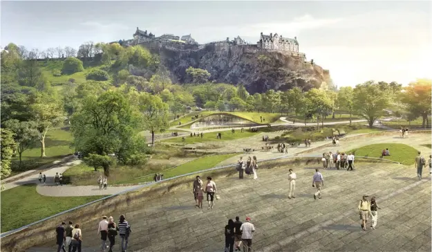  ??  ?? 0 An artist’s impression of how the proposed £25 million replacemen­t for the run-down Ross Bandstand in Edinburgh will look