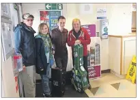  ?? SUBMITTED PHOTO ?? P.E.I. musicians Gordon Belsher, right, and his son-in-law Todd MacLean, second from right, were stranded off P.E.I. Friday afternoon after high winds prevented the MV Holiday Island from docking for nearly two hours. Othe left are MacLean’s parents,...