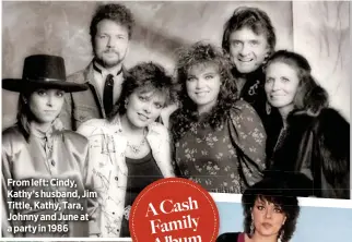  ??  ?? From left: Cindy, Kathy’s husband, Jim Tittle, Kathy, Tara, Johnny and June at a party in 1986