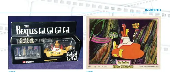  ??  ?? ABOVE
Corgi 05403 Yellow Submarine with figures set, sold for £50.
ABOVE
Anglo Yellow Submarine trading cards, £10 each.