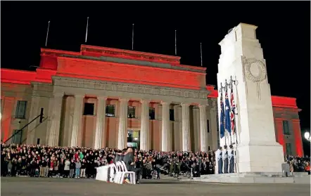  ?? GETTY IMAGES ?? People surround the Cenotaph for last year’s Dawn Service at the Auckland War Memorial Museum.