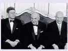  ??  ?? Vorbild: Kennedy und Chruschtsc­how 1961 bei Präsident Schärf in Wien