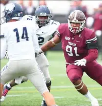  ?? FORDHAM UNIVERSITY PHOTO ?? Fordham University’s Justin Vaughn was drafted by the team his dad played one game for, in 1989: the Hamilton Tiger-Cats.