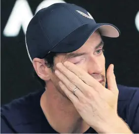  ?? Mark Baker/PA ?? Andy Murray wipes away a tear during his press conference in Melbourne