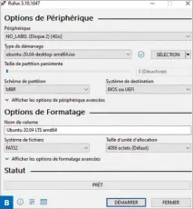  ??  ?? Utilisez le programme gratuit Rufus pour créer une clé de démarrage.