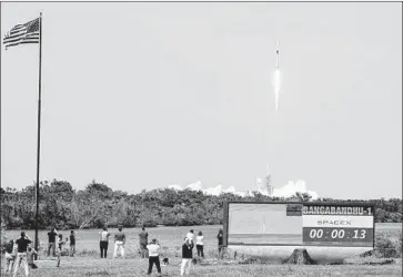  ?? Craig Bailey Associated Press ?? A SPACEX Falcon 9 rocket lifts off last week from Kennedy Space Center. Several members of a NASA safety panel say the firm’s “load-and-go” fueling plan could be acceptable if potential hazards can be controlled.