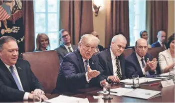  ??  ?? ► El Presidente Donald Trump durante una reunión ayer con su gabinete.