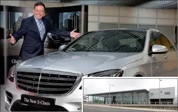  ??  ?? Mercedes-Benz main dealer Richard Murphy of Donohoe Motors, Enniscorth­y at last week’s launch of the new, S-Class, flagship model of the Mercedes-Benz range. Inset: the former Citroen showrooms.