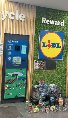  ?? ?? Losing their bottle? Tesco’s recycling point and, right, dumped bottles at Lidl store in Glenageary