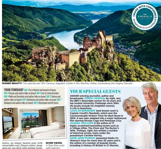  ??  ?? RUINED BEAUTY: The spectacula­r 12th Century Aggstein Castle in the Wachau Valley, overlookin­g the mighty Danube
RIVER VIEWS: A Star-Ship suite with balcony