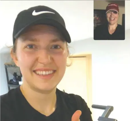  ?? INSTAGRAM ?? Cassie Campbell-pascall, seen in inset, chats with Brianne Jenner. Campbell-pascall has been spearheadi­ng the exercise and fitness initiative now being called #Jointhemov­ement.