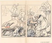  ??  ?? Joint effort: Rodin’s ‘giblets’ (c 1880–1917), sculpted limbs that echo casts on display at Musée Charcot; below, Louis Morin’s 1900 caricature of Rodin at work
The EY Exhibition:
The Making of Rodin is at Tate Modern, London SE1, from May 17. Telegraph subscriber­s can claim 2-for-1 tickets at: telegraph.co.uk/ go/rodin